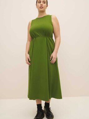 Kowtow Green Organic Cotton Midi Swing Dress
